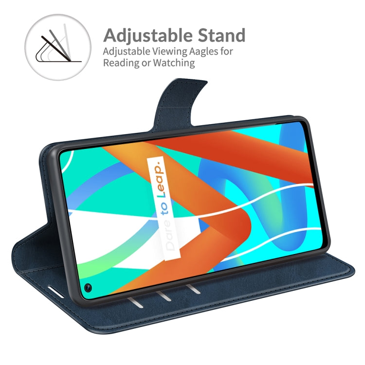 For OPPO Realme V13 5G/Realme 8 5G Retro Calf Pattern Buckle Horizontal Flip Leather Case with Holder & Card Slots & Wallet