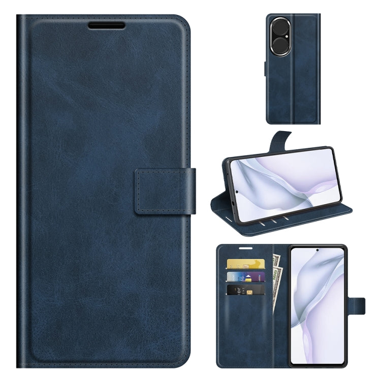 For Huawei P50 Retro Calf Pattern Buckle Horizontal Flip Leather Case with Holder & Card Slots & Wallet