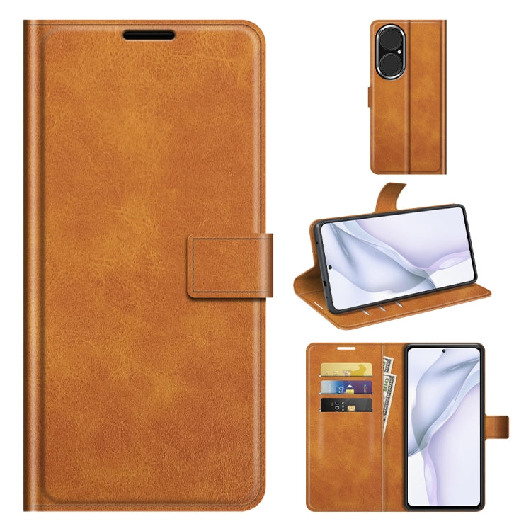 For Huawei P50 Retro Calf Pattern Buckle Horizontal Flip Leather Case with Holder & Card Slots & Wallet