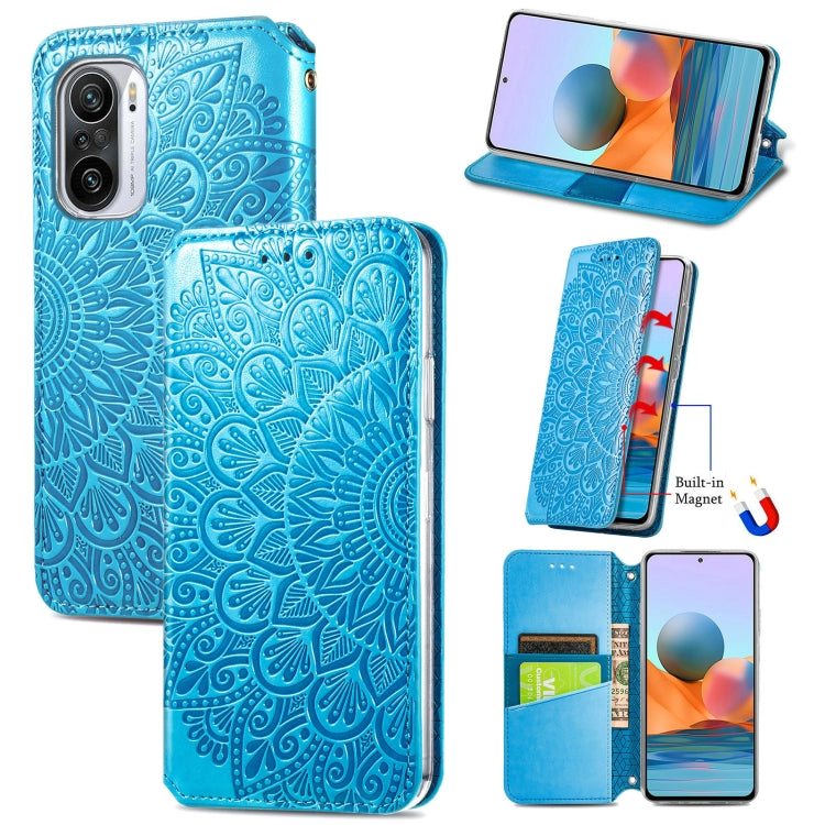 For Xiaomi Redmi K40 / K40 Pro Blooming Mandala Embossed Pattern Magnetic Horizontal Flip Leather Case with Holder & Card Slots & Wallet