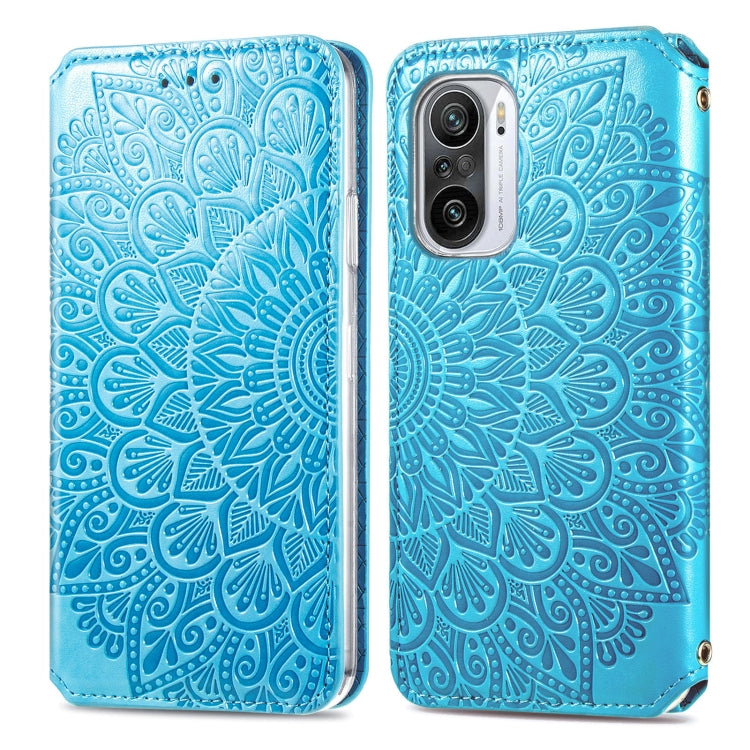 For Xiaomi Redmi K40 / K40 Pro Blooming Mandala Embossed Pattern Magnetic Horizontal Flip Leather Case with Holder & Card Slots & Wallet