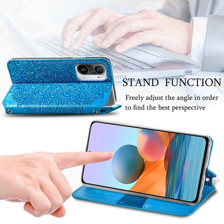 For Xiaomi Redmi K40 / K40 Pro Blooming Mandala Embossed Pattern Magnetic Horizontal Flip Leather Case with Holder & Card Slots & Wallet