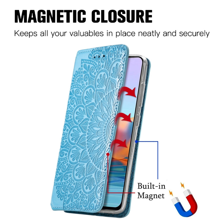 For Xiaomi Redmi K40 / K40 Pro Blooming Mandala Embossed Pattern Magnetic Horizontal Flip Leather Case with Holder & Card Slots & Wallet