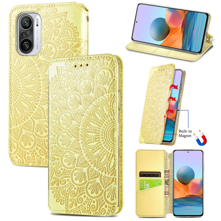 For Xiaomi Redmi K40 / K40 Pro Blooming Mandala Embossed Pattern Magnetic Horizontal Flip Leather Case with Holder & Card Slots & Wallet