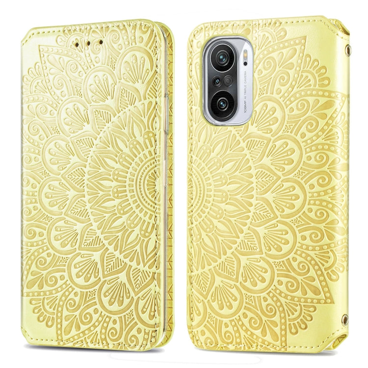 For Xiaomi Redmi K40 / K40 Pro Blooming Mandala Embossed Pattern Magnetic Horizontal Flip Leather Case with Holder & Card Slots & Wallet