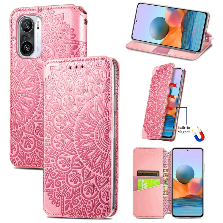 For Xiaomi Redmi K40 / K40 Pro Blooming Mandala Embossed Pattern Magnetic Horizontal Flip Leather Case with Holder & Card Slots & Wallet