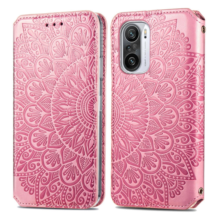 For Xiaomi Redmi K40 / K40 Pro Blooming Mandala Embossed Pattern Magnetic Horizontal Flip Leather Case with Holder & Card Slots & Wallet