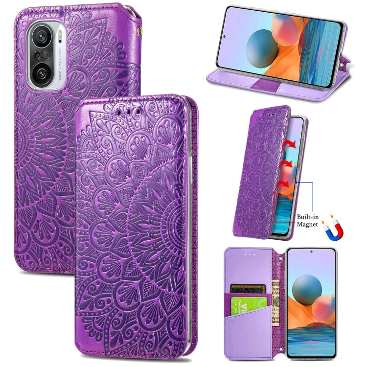 For Xiaomi Redmi K40 / K40 Pro Blooming Mandala Embossed Pattern Magnetic Horizontal Flip Leather Case with Holder & Card Slots & Wallet