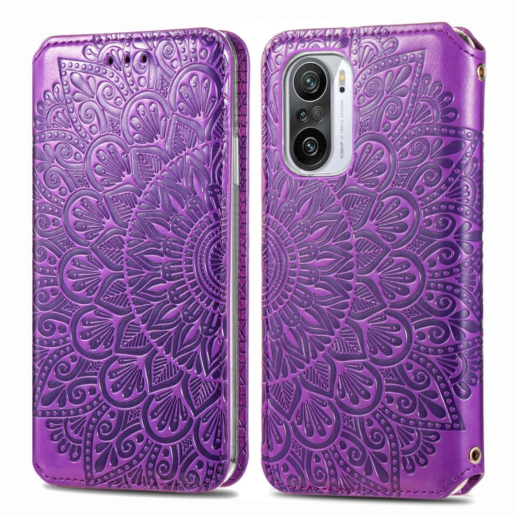 For Xiaomi Redmi K40 / K40 Pro Blooming Mandala Embossed Pattern Magnetic Horizontal Flip Leather Case with Holder & Card Slots & Wallet