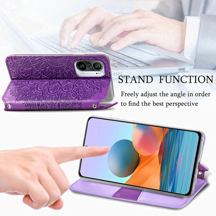 For Xiaomi Redmi K40 / K40 Pro Blooming Mandala Embossed Pattern Magnetic Horizontal Flip Leather Case with Holder & Card Slots & Wallet