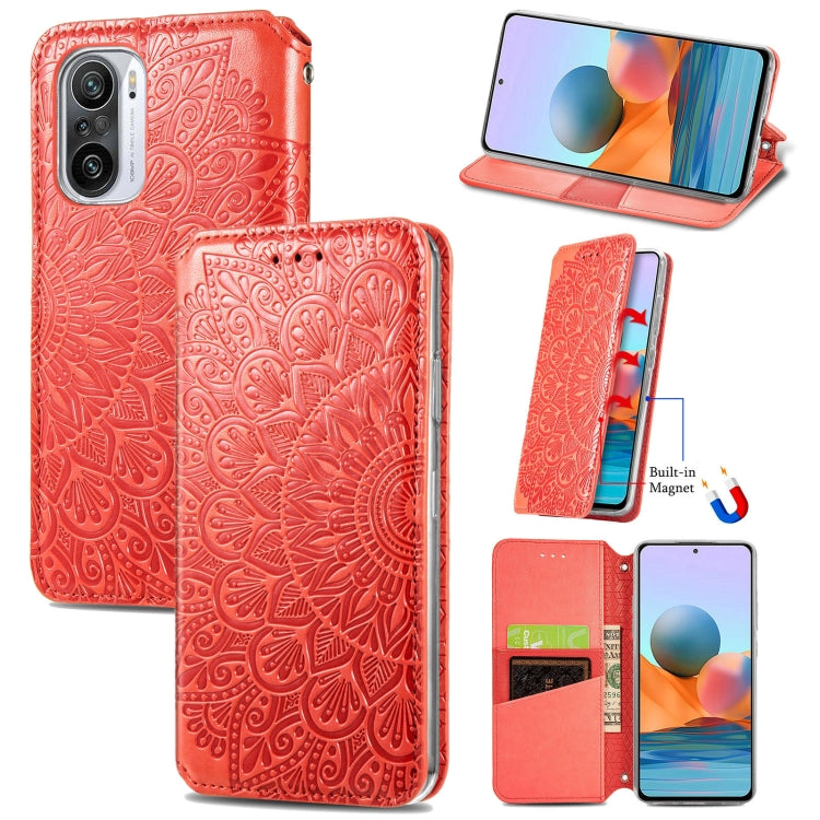 For Xiaomi Redmi K40 / K40 Pro Blooming Mandala Embossed Pattern Magnetic Horizontal Flip Leather Case with Holder & Card Slots & Wallet