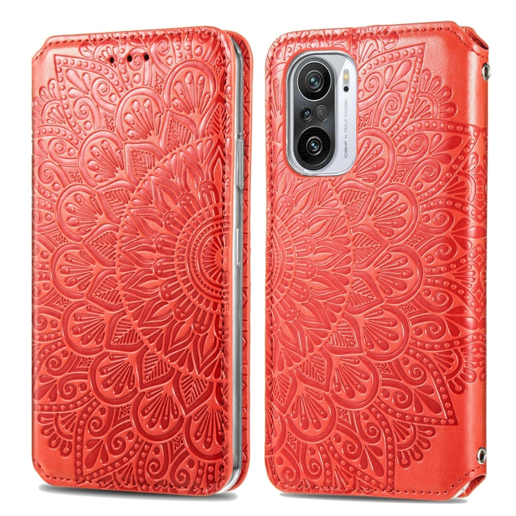 For Xiaomi Redmi K40 / K40 Pro Blooming Mandala Embossed Pattern Magnetic Horizontal Flip Leather Case with Holder & Card Slots & Wallet