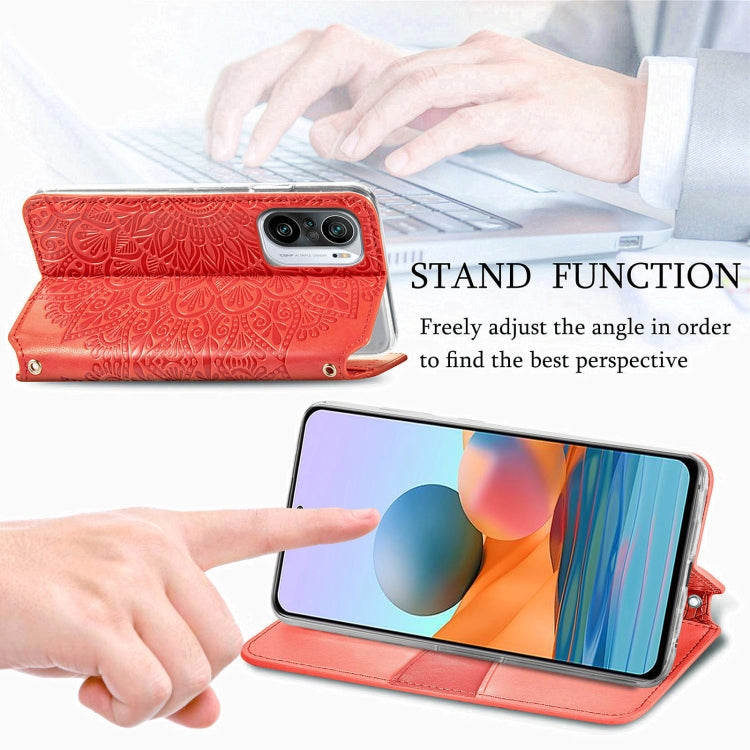 For Xiaomi Redmi K40 / K40 Pro Blooming Mandala Embossed Pattern Magnetic Horizontal Flip Leather Case with Holder & Card Slots & Wallet