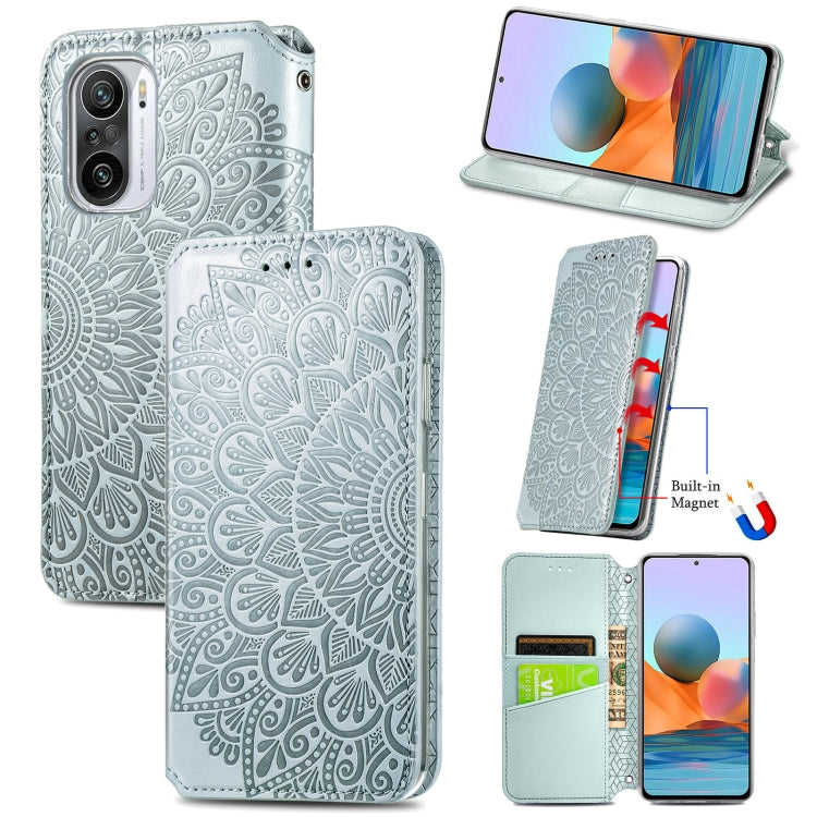 For Xiaomi Redmi K40 / K40 Pro Blooming Mandala Embossed Pattern Magnetic Horizontal Flip Leather Case with Holder & Card Slots & Wallet