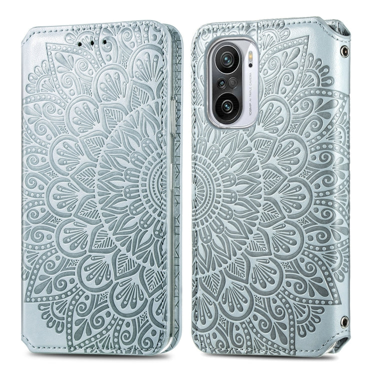 For Xiaomi Redmi K40 / K40 Pro Blooming Mandala Embossed Pattern Magnetic Horizontal Flip Leather Case with Holder & Card Slots & Wallet