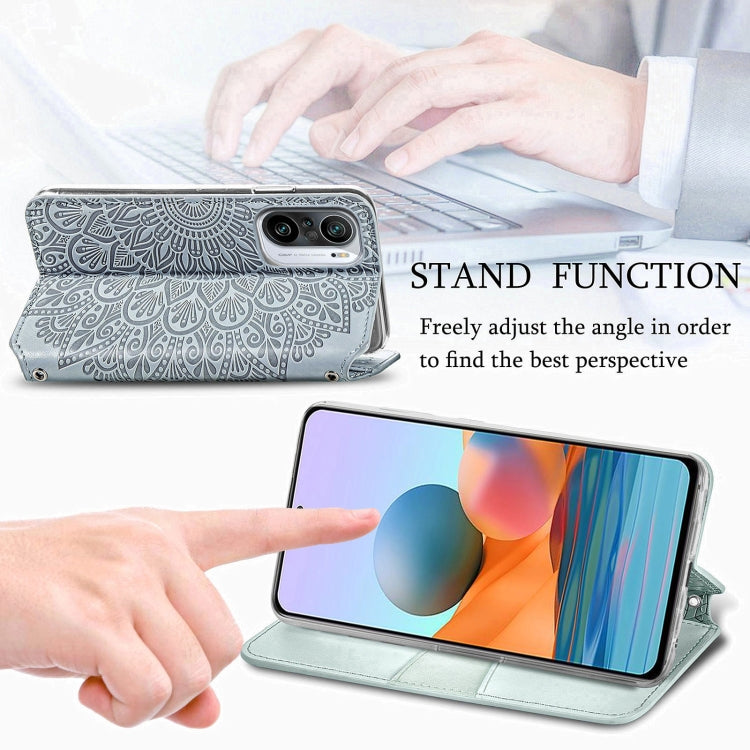 For Xiaomi Redmi K40 / K40 Pro Blooming Mandala Embossed Pattern Magnetic Horizontal Flip Leather Case with Holder & Card Slots & Wallet