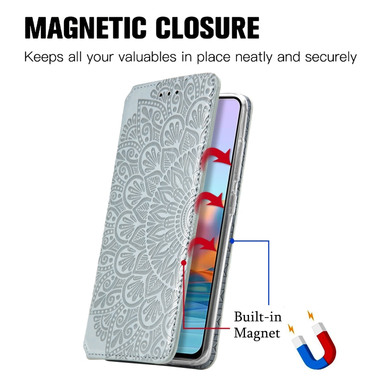 For Xiaomi Redmi K40 / K40 Pro Blooming Mandala Embossed Pattern Magnetic Horizontal Flip Leather Case with Holder & Card Slots & Wallet