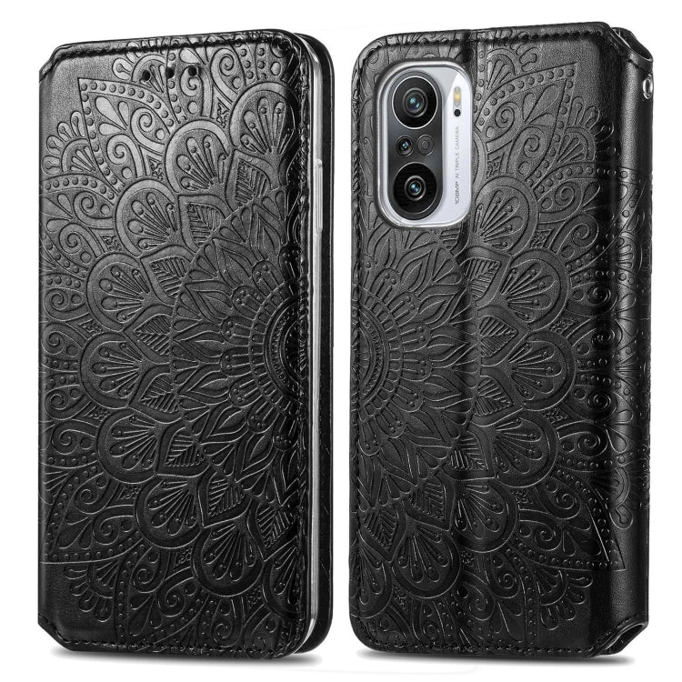 For Xiaomi Redmi K40 / K40 Pro Blooming Mandala Embossed Pattern Magnetic Horizontal Flip Leather Case with Holder & Card Slots & Wallet