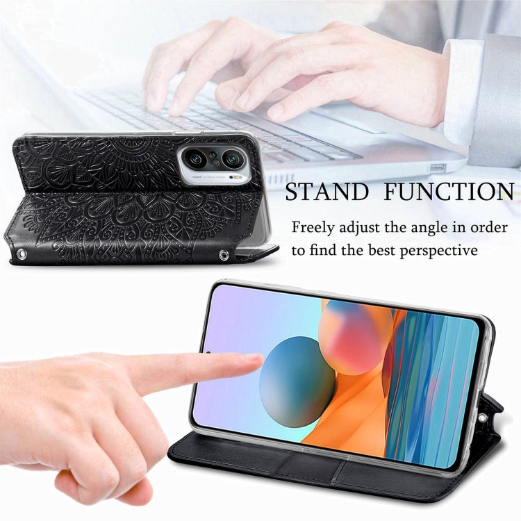 For Xiaomi Redmi K40 / K40 Pro Blooming Mandala Embossed Pattern Magnetic Horizontal Flip Leather Case with Holder & Card Slots & Wallet