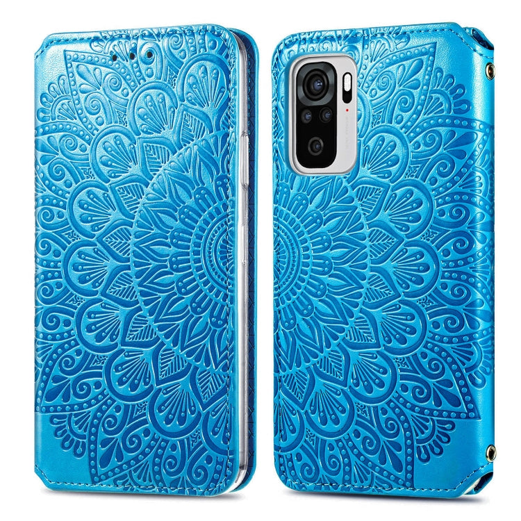 For Xiaomi Redmi Note 10 4G Blooming Mandala Embossed Pattern Magnetic Horizontal Flip Leather Case with Holder & Card Slots & Wallet