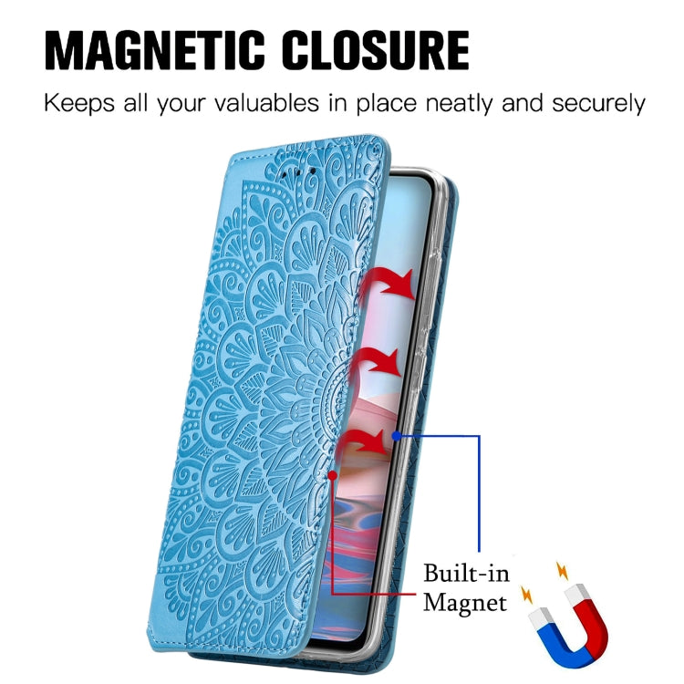 For Xiaomi Redmi Note 10 4G Blooming Mandala Embossed Pattern Magnetic Horizontal Flip Leather Case with Holder & Card Slots & Wallet