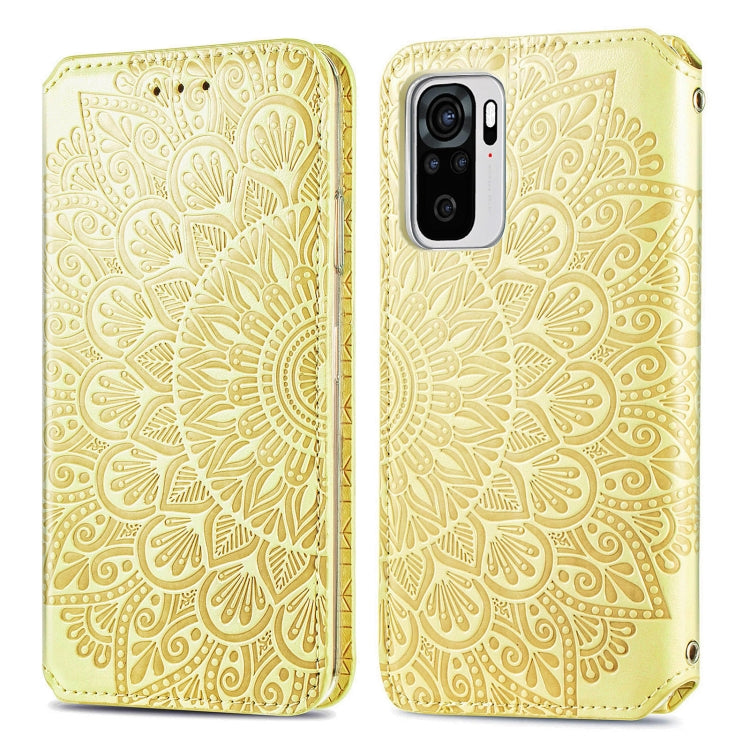 For Xiaomi Redmi Note 10 4G Blooming Mandala Embossed Pattern Magnetic Horizontal Flip Leather Case with Holder & Card Slots & Wallet