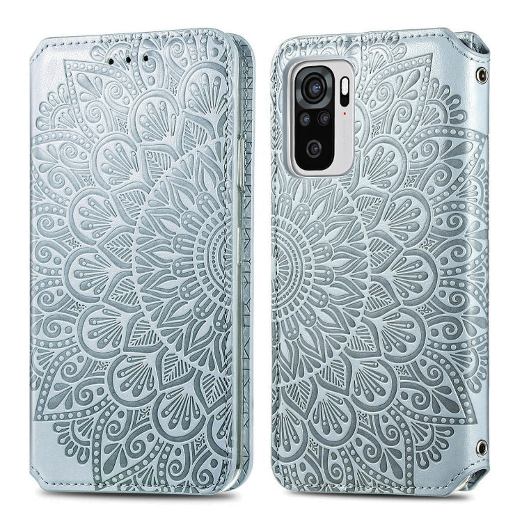 For Xiaomi Redmi Note 10 4G Blooming Mandala Embossed Pattern Magnetic Horizontal Flip Leather Case with Holder & Card Slots & Wallet