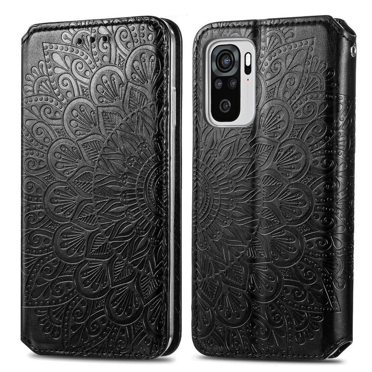 For Xiaomi Redmi Note 10 4G Blooming Mandala Embossed Pattern Magnetic Horizontal Flip Leather Case with Holder & Card Slots & Wallet
