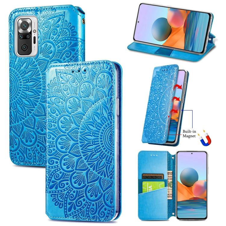 For Xiaomi Redmi Note 10 Pro Blooming Mandala Embossed Pattern Magnetic Horizontal Flip Leather Case with Holder & Card Slots & Wallet