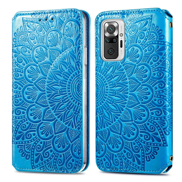 For Xiaomi Redmi Note 10 Pro Blooming Mandala Embossed Pattern Magnetic Horizontal Flip Leather Case with Holder & Card Slots & Wallet