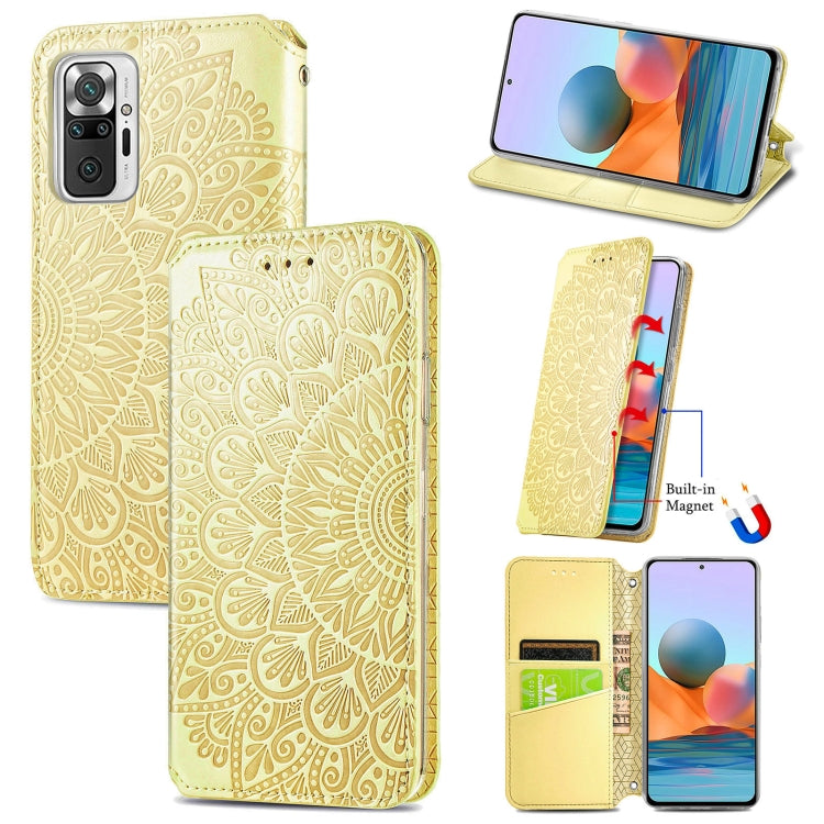 For Xiaomi Redmi Note 10 Pro Blooming Mandala Embossed Pattern Magnetic Horizontal Flip Leather Case with Holder & Card Slots & Wallet