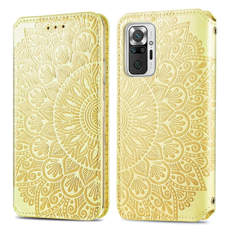 For Xiaomi Redmi Note 10 Pro Blooming Mandala Embossed Pattern Magnetic Horizontal Flip Leather Case with Holder & Card Slots & Wallet