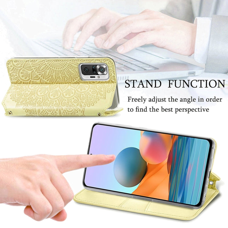For Xiaomi Redmi Note 10 Pro Blooming Mandala Embossed Pattern Magnetic Horizontal Flip Leather Case with Holder & Card Slots & Wallet