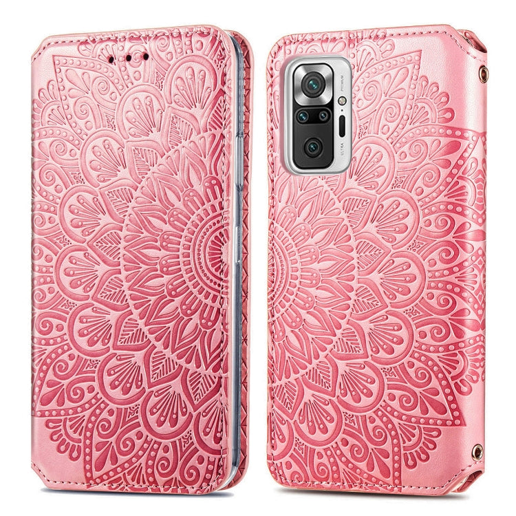 For Xiaomi Redmi Note 10 Pro Blooming Mandala Embossed Pattern Magnetic Horizontal Flip Leather Case with Holder & Card Slots & Wallet