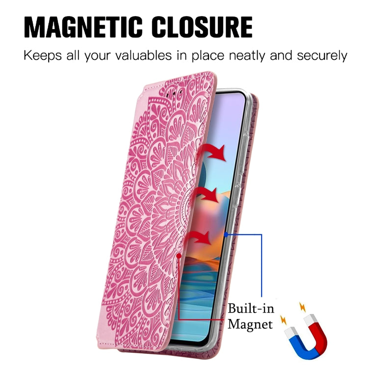 For Xiaomi Redmi Note 10 Pro Blooming Mandala Embossed Pattern Magnetic Horizontal Flip Leather Case with Holder & Card Slots & Wallet
