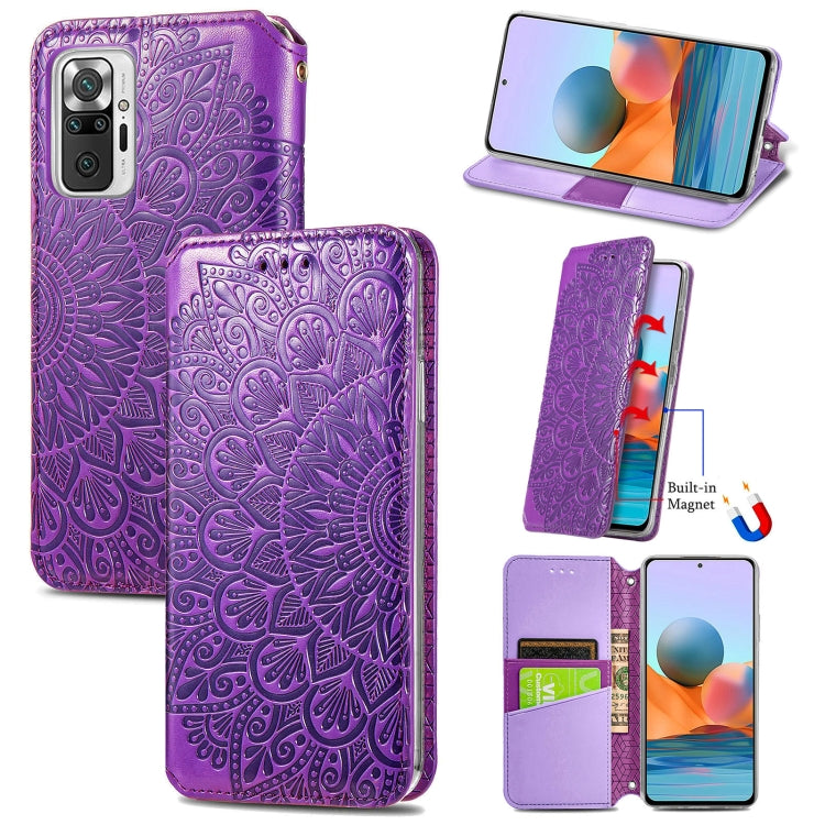 For Xiaomi Redmi Note 10 Pro Blooming Mandala Embossed Pattern Magnetic Horizontal Flip Leather Case with Holder & Card Slots & Wallet