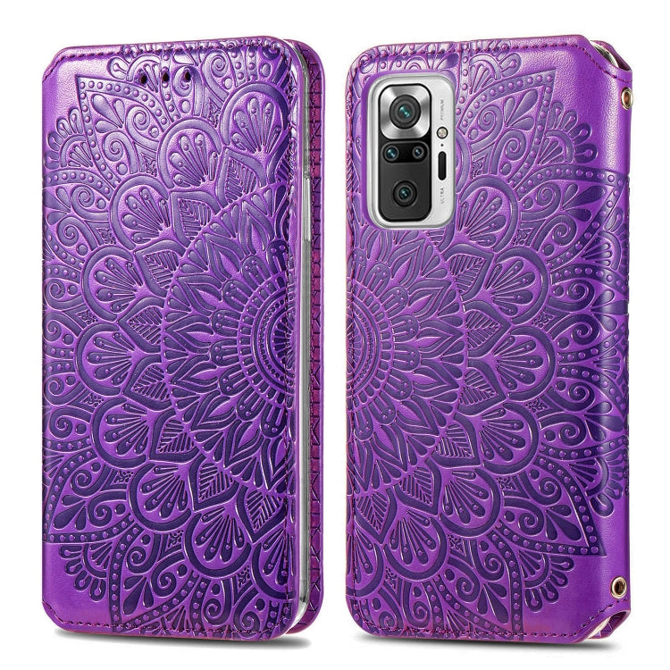 For Xiaomi Redmi Note 10 Pro Blooming Mandala Embossed Pattern Magnetic Horizontal Flip Leather Case with Holder & Card Slots & Wallet