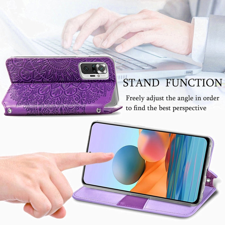 For Xiaomi Redmi Note 10 Pro Blooming Mandala Embossed Pattern Magnetic Horizontal Flip Leather Case with Holder & Card Slots & Wallet