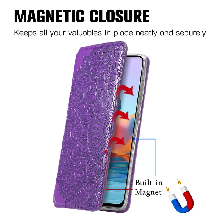 For Xiaomi Redmi Note 10 Pro Blooming Mandala Embossed Pattern Magnetic Horizontal Flip Leather Case with Holder & Card Slots & Wallet