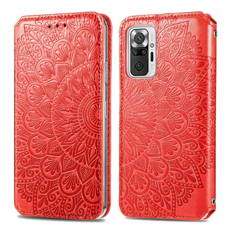 For Xiaomi Redmi Note 10 Pro Blooming Mandala Embossed Pattern Magnetic Horizontal Flip Leather Case with Holder & Card Slots & Wallet