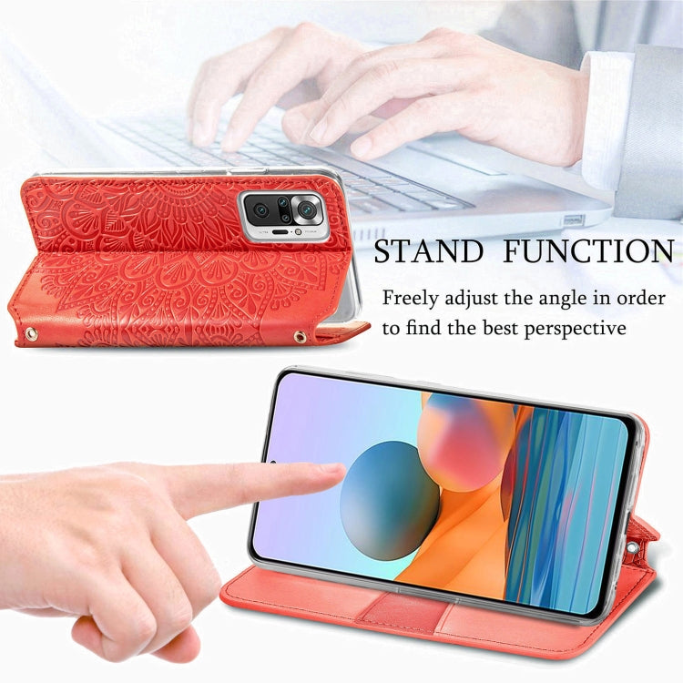 For Xiaomi Redmi Note 10 Pro Blooming Mandala Embossed Pattern Magnetic Horizontal Flip Leather Case with Holder & Card Slots & Wallet