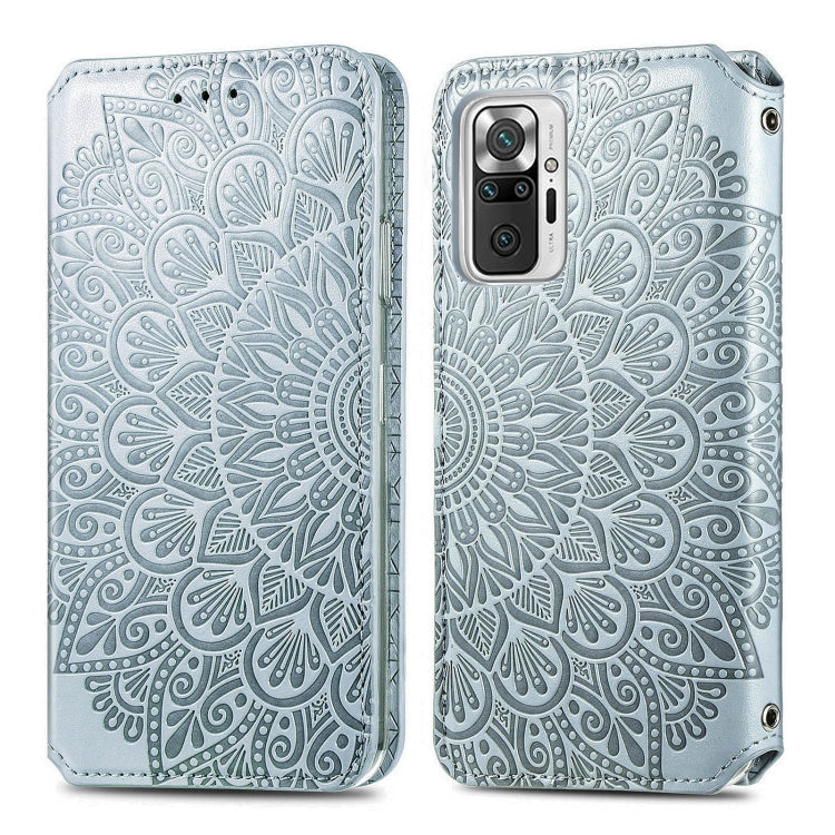 For Xiaomi Redmi Note 10 Pro Blooming Mandala Embossed Pattern Magnetic Horizontal Flip Leather Case with Holder & Card Slots & Wallet