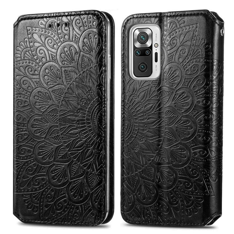 For Xiaomi Redmi Note 10 Pro Blooming Mandala Embossed Pattern Magnetic Horizontal Flip Leather Case with Holder & Card Slots & Wallet