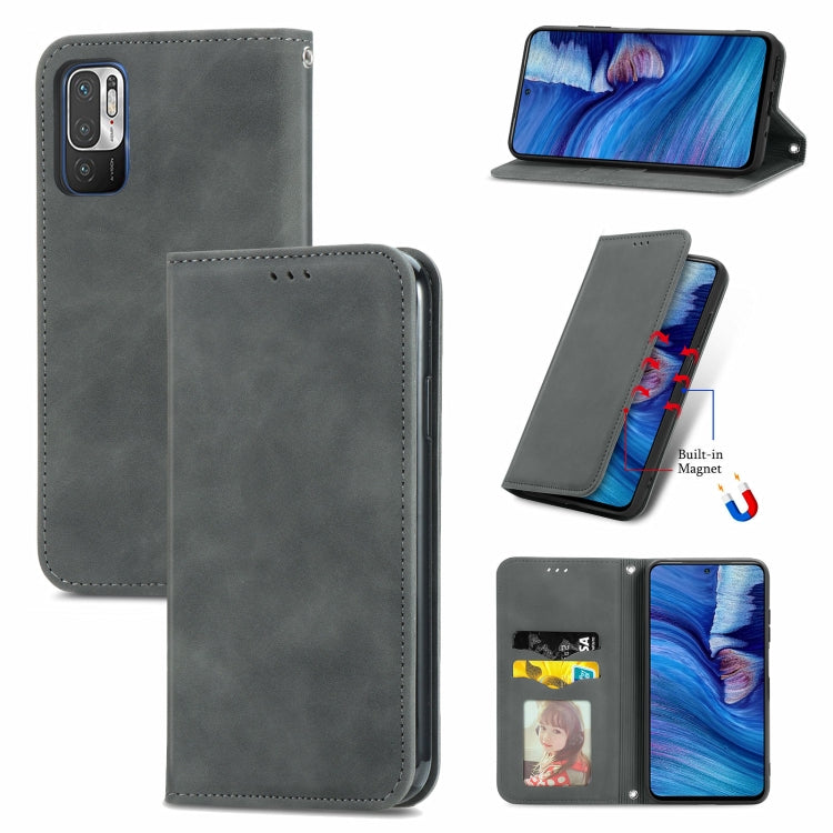 For Xiaomi Redmi Note10 5G Retro Skin Feel Business Magnetic Horizontal Flip Leather Case With Holder & Card Slots & Wallet & Photo Frame