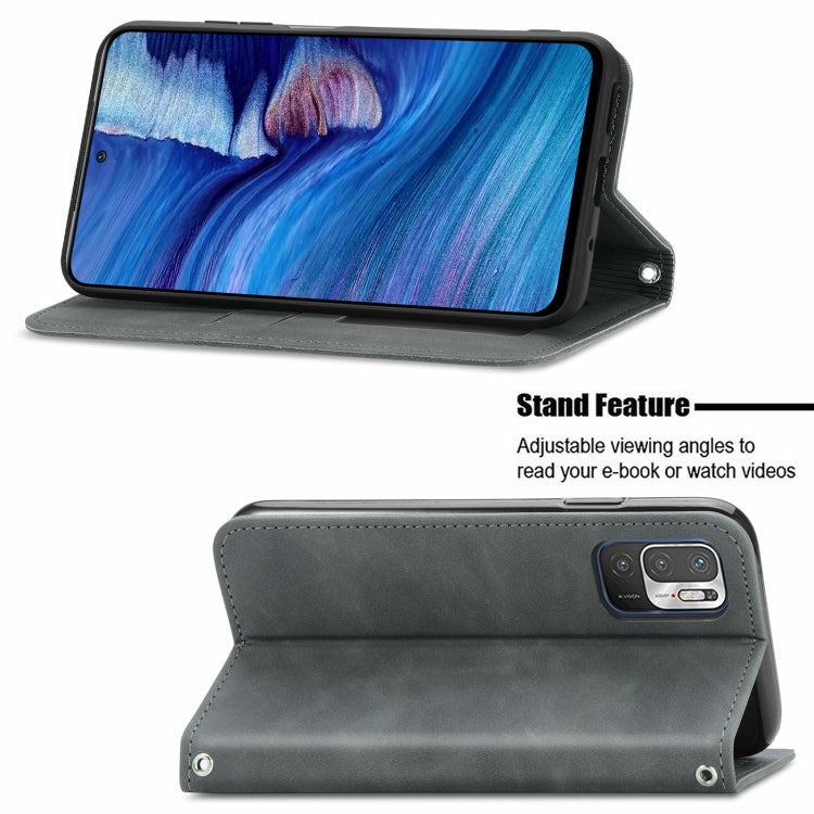 For Xiaomi Redmi Note10 5G Retro Skin Feel Business Magnetic Horizontal Flip Leather Case With Holder & Card Slots & Wallet & Photo Frame