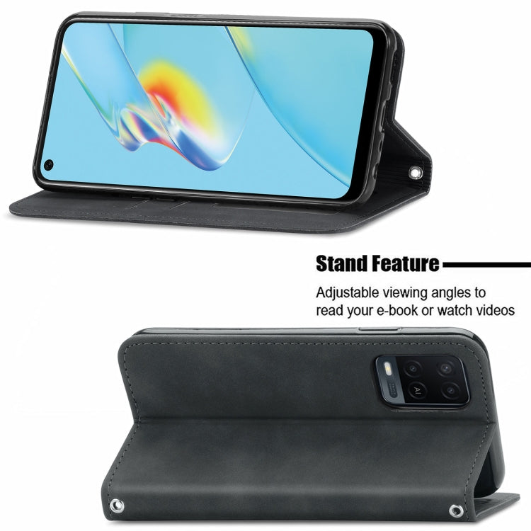 For OPPO A54 4G Retro Skin Feel Business Magnetic Horizontal Flip Leather Case With Holder & Card Slots & Wallet & Photo Frame