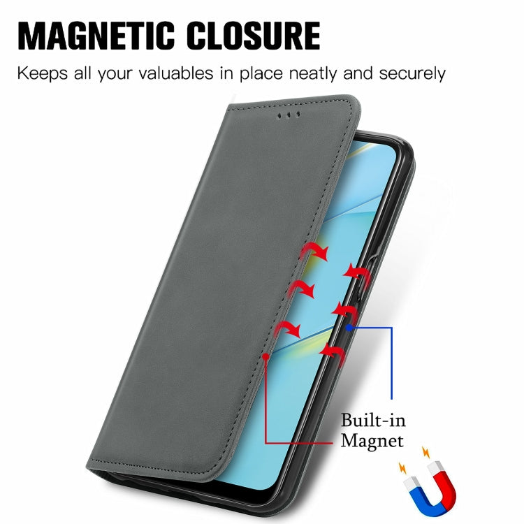 For OPPO A54 4G Retro Skin Feel Business Magnetic Horizontal Flip Leather Case With Holder & Card Slots & Wallet & Photo Frame