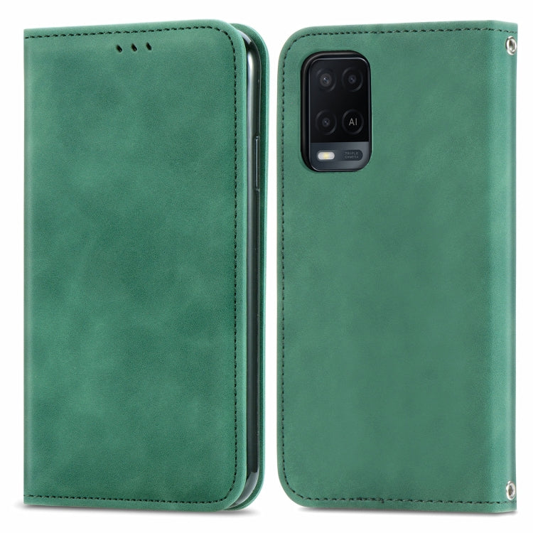 For OPPO A54 4G Retro Skin Feel Business Magnetic Horizontal Flip Leather Case With Holder & Card Slots & Wallet & Photo Frame