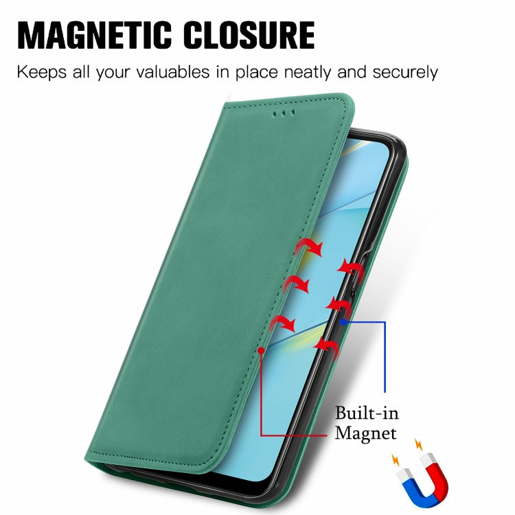 For OPPO A54 4G Retro Skin Feel Business Magnetic Horizontal Flip Leather Case With Holder & Card Slots & Wallet & Photo Frame