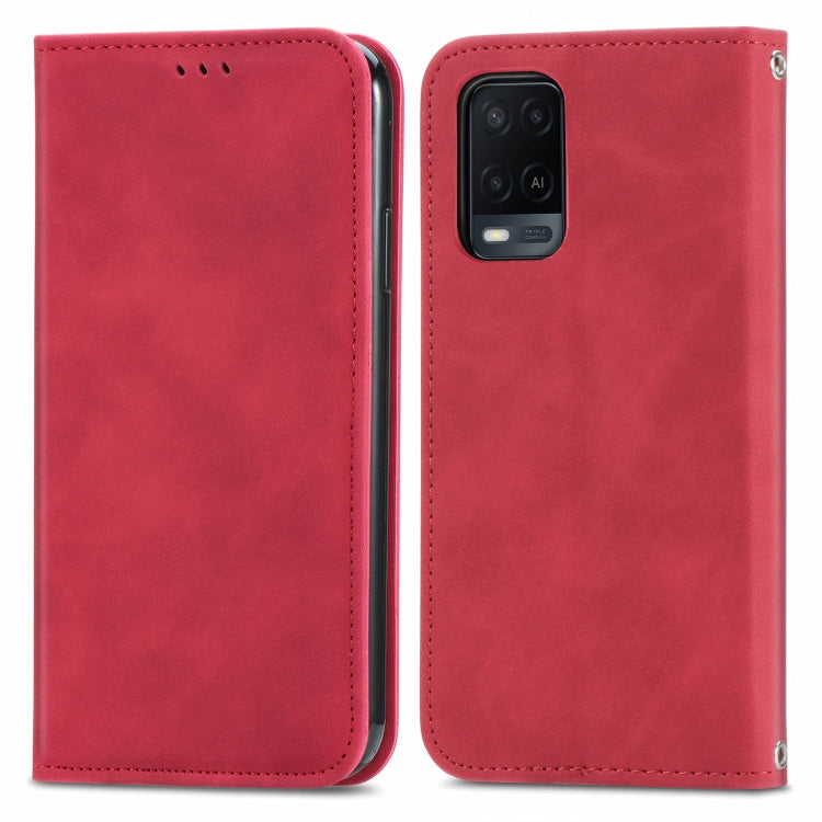 For OPPO A54 4G Retro Skin Feel Business Magnetic Horizontal Flip Leather Case With Holder & Card Slots & Wallet & Photo Frame